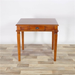 木製 ダイニングテーブル/食卓机 幅80cm 奥行80cm 高さ73cm 材 引き出し付き 真鍮製取っ手 組立品 代引不可