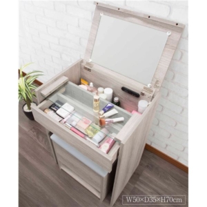 ドレッサー 化粧台 約幅50cm 引き出し ミラー 2口コンセント付き ドレッサーテーブル ベッドルーム リビング 組立品 代引不可