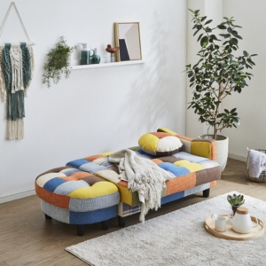 ソファー 約幅102cm パッチワーク 座面下収納庫付き 脚付き コンパクト ソファー リビング ダイニング インテリア家具 代引不可