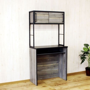 食器棚 引き戸タイプ ブルックリン 日本製 アイアン 古木風 柄 カップボード キッチン 台所 インテリア家具 代引不可