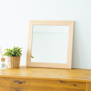 2枚セット 幅広枠正方形ウォールミラー(50)() 天然木 姿見鏡 ワイド 高級感 木製 飛散防止加工 壁掛け 北欧風 ヴィンテージ 韓国インテリア 玄関 トイレ 洗面 日本製 業務用 完成品 NK-31