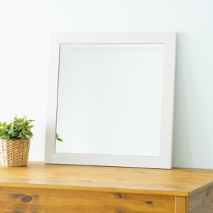2枚セット 幅広枠正方形ウォールミラー(60)(/白) 天然木 姿見鏡 ワイド 高級感 木製 飛散防止加工 壁掛け 北欧風 ヴィンテージ 韓国インテリア 玄関 トイレ 洗面 日本製 業務用 完成品 NK-32