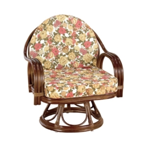 座椅子/天然籐360度回転チェア 高さが選べるゆったり 座面高/約42cm 木製 持ち手/肘掛け付き 代引不可