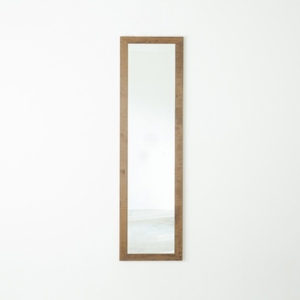 幅広枠ウォールミラー()(/茶) 天然木 姿見鏡 スリム 高級感 木製 飛散防止加工 壁掛け 北欧風 ヴィンテージ 韓国インテリア 玄関 トイレ 洗面 日本製 完成品 NK-35