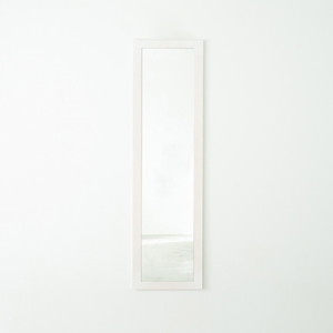 幅広枠ウォールミラー()(/白) 天然木 姿見鏡 スリム 高級感 木製 飛散防止加工 壁掛け 北欧風 ヴィンテージ 韓国インテリア 玄関 トイレ 洗面 日本製 完成品 NK-35