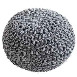 プーフ スツール 約直径80 35cm 丸形 ホワイト 表面:綿 インド綿 ブレイド リビング ダイニング 代引不可