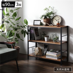オープンラック 収納棚 3段 スチールパイプ 木製 組立品 リビング ダイニング 子供部屋 インテリア家具 代引不可