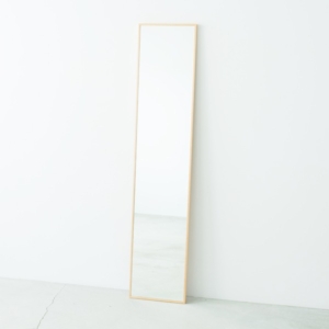 細枠ウォールミラー () 天然木 姿見鏡 スリム 高級感 木製 飛散防止加工 壁掛け 北欧風 玄関 トイレ 洗面 日本製 完成品 NK-6