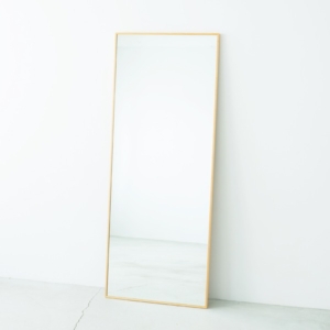 細枠ウォールミラー() 天然木 姿見鏡 ワイド 高級感 木製 飛散防止加工 壁掛け 北欧風 玄関 トイレ 洗面 日本製 完成品 NK-8