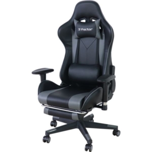 ゲーミングチェア グレイ フットレスト キャスター 肘付き 回転式 高さ調節可 組立品 リビング 代引不可