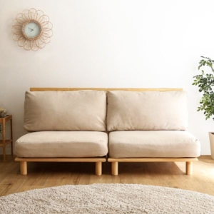 ソファー 約160 80 75cm 木製 脚付き ファブリックローソファ 組立品 リビング ダイニング 代引不可