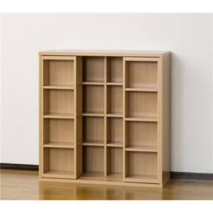 スライドシェルフ(CDラック/本棚) 約幅90cm 前面スライド式 連結金具付き 組立