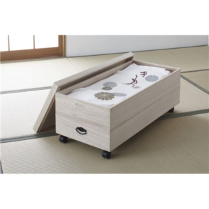 総桐衣裳ケース/桐箱 2段 積み重ね可 キャスター付き 日本製 完成品