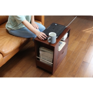 ソファサイドワゴン 収納ワゴン 木製 天然木 桐材 軽量 隠しキャスター付き 収納家具