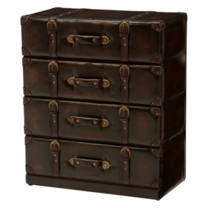 チェスト タンス 4段 合皮 合成皮革 トランク型チェスト リビングチェスト リビング収納 インテリア家具 代引不可