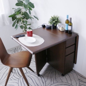 センターテーブル 約幅310~135cm 折りたたみ式 UBコンセント付 Tバタカウンター テーブルカウンター 椅子別売 代引不可