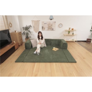 ローソファー 約幅200cm 日本製 コーディロイ生地 洗える ラグ付き フロアソファ リビング ダイニング 代引不可