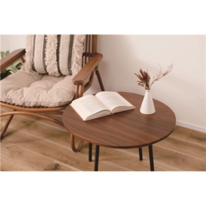 サイドテーブル 約 天然木 チーク スチール ラウンドテーブル リビング 組立品