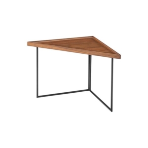 サイドテーブル 約幅50cm L 天然木 チーク スチール ミニテーブル リビング インテリア家具 組立品