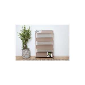 オープンラック 収納棚 4段 スモーク アジャスター付き スチール 2WAYラック リビング インテリア家具 組立品