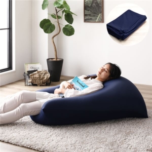 ビーズクッション用 別売り 替え カバー 単品 ネイビー 約110cm 71cm 特大 日本製 吸水 速乾 帯電防止 洗える 代引不可