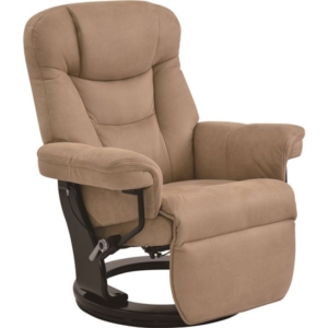 パーソナルチェア リクライニングチェア 幅80cm 一体型 オットマン付き 肘付き ファブリック 360度回転 無段階リクライニング 1人用 BE 組立品 代引不可