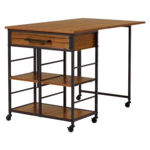 バタフライワゴン/キッチンワゴン 奥行42/100 高さ70cm キャスター付 可動棚 2枚 組立品 代引不可