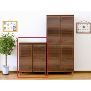 シューズキャビネット （ウォルナット） 高さ約90cm 幅約80cm 完成品］ 代引不可