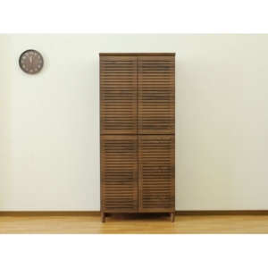 シューズキャビネット （ウォルナット）高さ約180cm 幅約80cm 完成品］ 代引不可