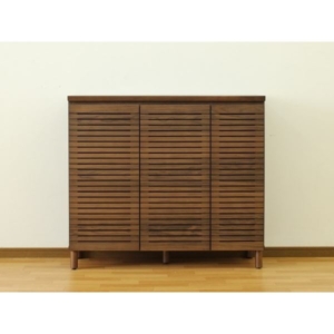 シューズキャビネット（ウォルナット） 完成品］ 代引不可