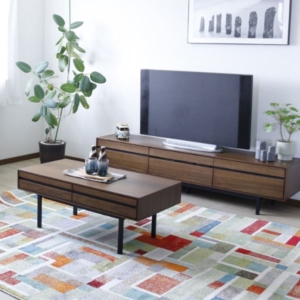 センターテーブル（ウォルナット） 完成品/脚のみ取付］ 代引不可