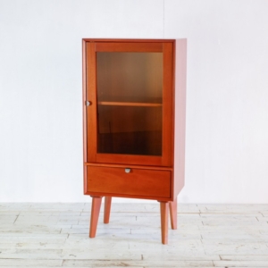ヴィンテージ調 ガラス キャビネット 木製 北欧風 インテリア家具 収納家具 収納棚 代引不可