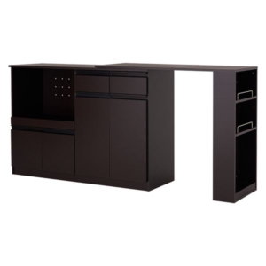 伸縮 キッチンカウンター ~207cm スチール取っ手 2口コンセント付き キッチン収納 組立品 キッチン 台所 代引不可