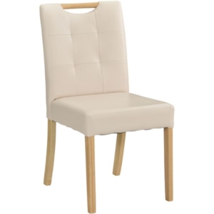 ダイニングチェア 食卓椅子 木製 PVC 取っ手付き NA 2脚組 完成品 代引不可