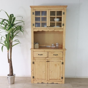カップボード 食器棚 木製 引き出し付き 扉付き キッチン収納 インテリア家具 ダイニング家具 組立品 代引不可