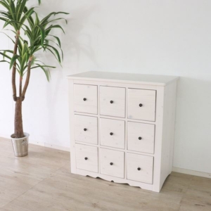 収納棚 木製 9枠 引き出し付き 取っ手付き 多引出 チェスト インテリア家具 リビング家具 組立品 代引不可