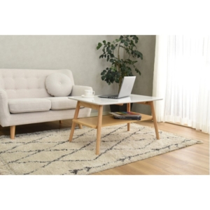 ローテーブル 折りたたみテーブル 棚付き ハイグロス天板 木製脚 センターテーブル WH 完成品 代引不可