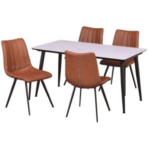 ダイニングセット 5点セット ダイニングテーブル 天板 ホワイト ダイニングチェア 4脚 テーブル 関家具 代引不可