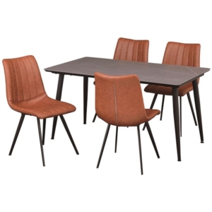 ダイニングセット 5点セット ダイニングテーブル 天板 グレーダイニングチェア 4脚 テーブル 関家具 代引不可