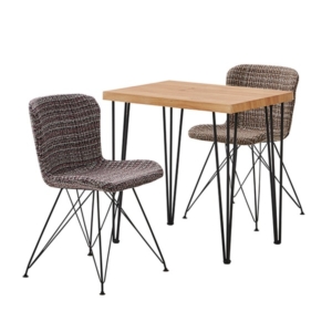 チェア テーブル 3点セット テーブル:シャビーオーク ファブリック ダイニングチェア2 ピンク 組立品 代引不可