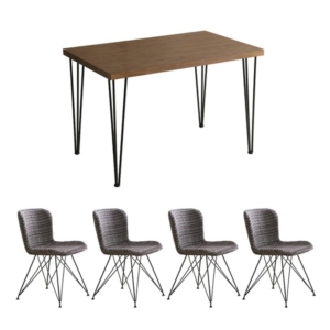 チェア テーブル 5点セット ダイニングテーブル:ウォールナット ファブリック ダイニングチェア4 組立品 代引不可