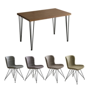 チェア テーブル 5点セット ダイニングテーブル:ウォールナット ファブリック ダイニングチェア4 全色 組立品 代引不可
