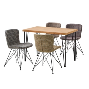 チェア テーブル 5点セット ダイニングテーブル:シャビーオーク ファブリック ダイニングチェア4 全色 組立品 代引不可