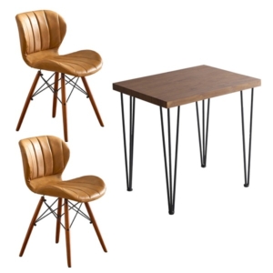 ダイニングチェア ダイニングテーブル 3点セット テーブル:ウォールナット チェア 2 組立品 代引不可