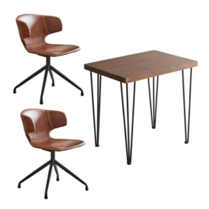 ダイニングチェア ダイニングテーブル 3点セット テーブル:ウォールナット チェア 2 組立品 リビング 代引不可