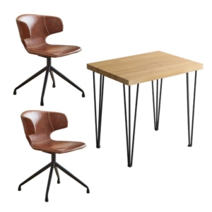 ダイニングチェア ダイニングテーブル 3点セット テーブル:シャビーオーク チェア 2 組立品 リビング 代引不可