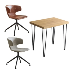 ダイニングチェア ダイニングテーブル 3点セット テーブル:シャビーオーク チェア 2 グレー 組立品 代引不可