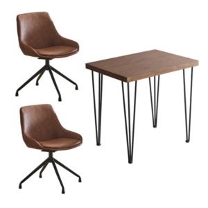 ダイニングテーブル チェア 3点組 ウォールナット ファブリック ダイニングチェア 2脚 組立品 代引不可