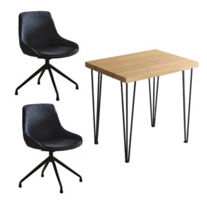 ダイニングテーブル チェア 3点組 シャビーオーク ファブリック ダイニングチェア 2脚 組立品 代引不可