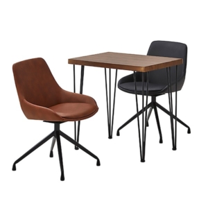 ダイニングテーブル チェア 3点組 ウォールナット ファブリック ダイニングチェア 2脚 ブラウン 組立品 代引不可